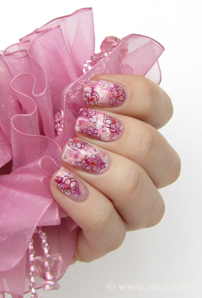 Pink floral nail design