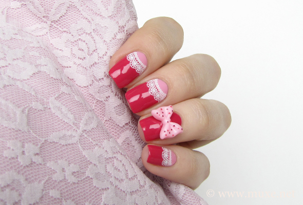 Pink half moon nails