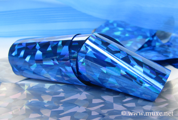 Blue nail foil transfer Blue nail foil transfer