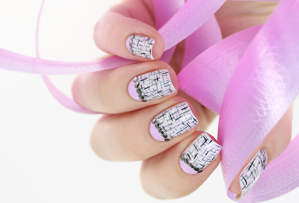 Dark silver metal studs in nail design Dark silver metal studs in nail design